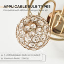 HOMCOM Chandelier Ceiling Light Pendant Light with 5 Globe Lampshades, Gold