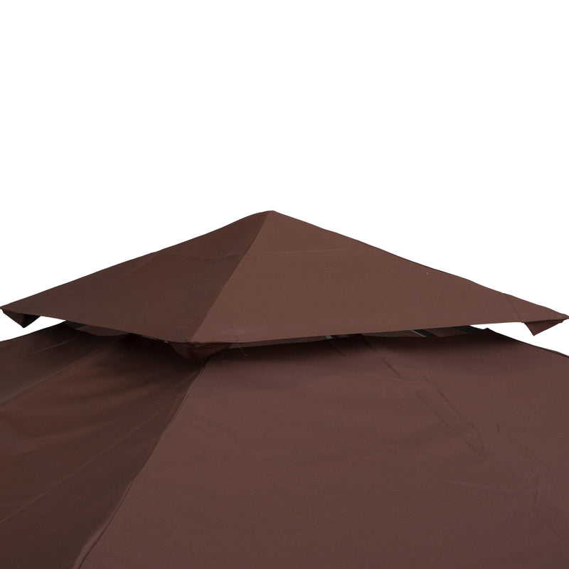 Outsunny 3(m) 2 Tier Garden Gazebo Top Cover Replacement Canopy Roof Coffee