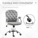 Vinsetto Office Chair Velour Diamond Tufted Padded Ergonomic 360° Swivel Grey