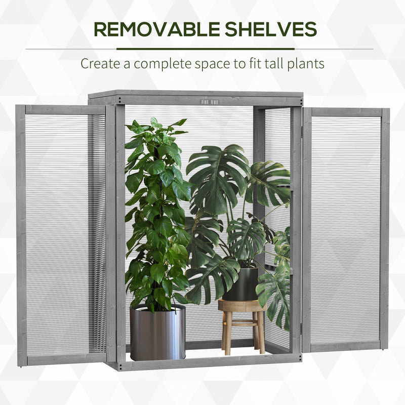 Outsunny 2 Shelves Wooden Cold Frame Grow House Greenhouse Outdoor Plant Storage