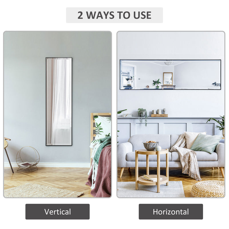 HOMCOM Full Length Mirror Dressing Mirror Wall-Mounted for Bedroom Black