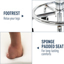 Vinsetto Round PU leather Salon Beautician Stool Adjustable Height w/ Footrest