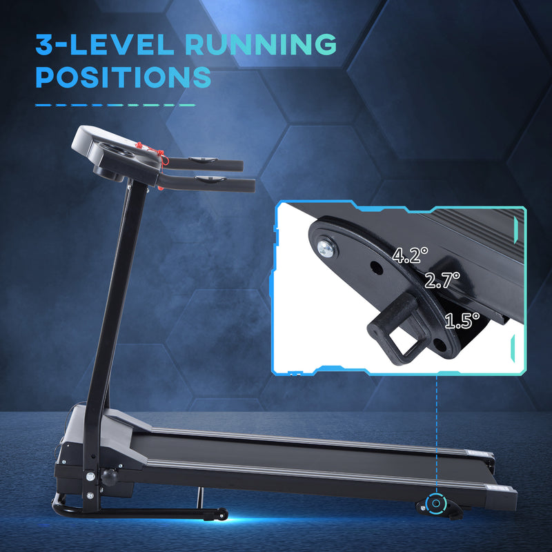 HOMCOM Foldable Motorised Treadmill, Indoor Running Machine w/ LCD Display