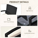 Outsunny 3PC Garden Rattan Bistro Set Balcony Dining Table 2 Seater Chair Black