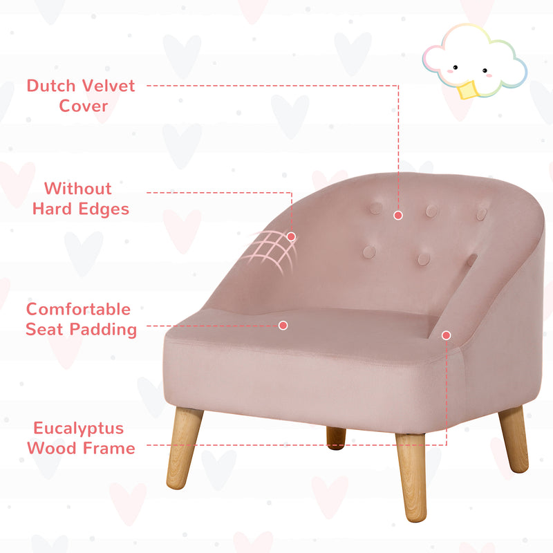 HOMCOM Toddler Chair 2pcs Kids Sofa Set Sofa & Ottoman for 3-5 years old Pink