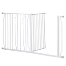 PawHut Dog Gate Wide Stair Gate w/ Door Pressure Fit, 75-145W cm, White