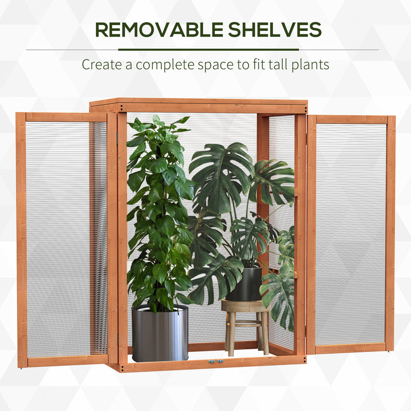 Outsunny 3-tier Wood Greenhouse Plant Storage Shelf Garden Cold Frame Grow House