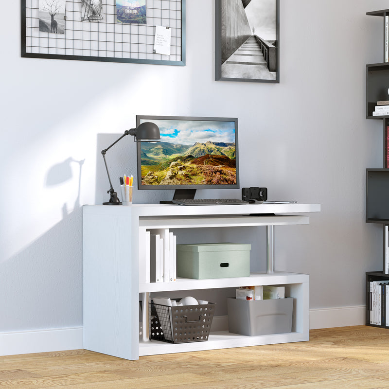 HOMCOM Modern Corner 360° Rotating L-Shaped Computer Desk Writing Table