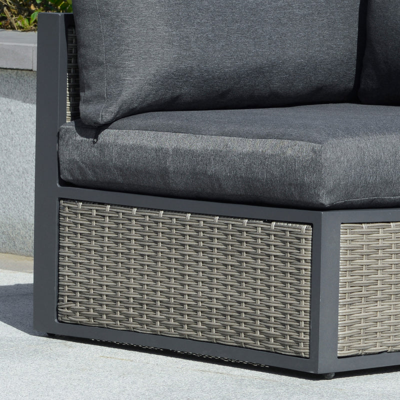 Outsunny 6 PCs Patio PE Rattan Sofa Set Sectional Conversation Furniture Set