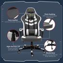 Vinsetto Racing Gaming Chair w/ Lumbar Support, Gamer Office Chair, Grey White