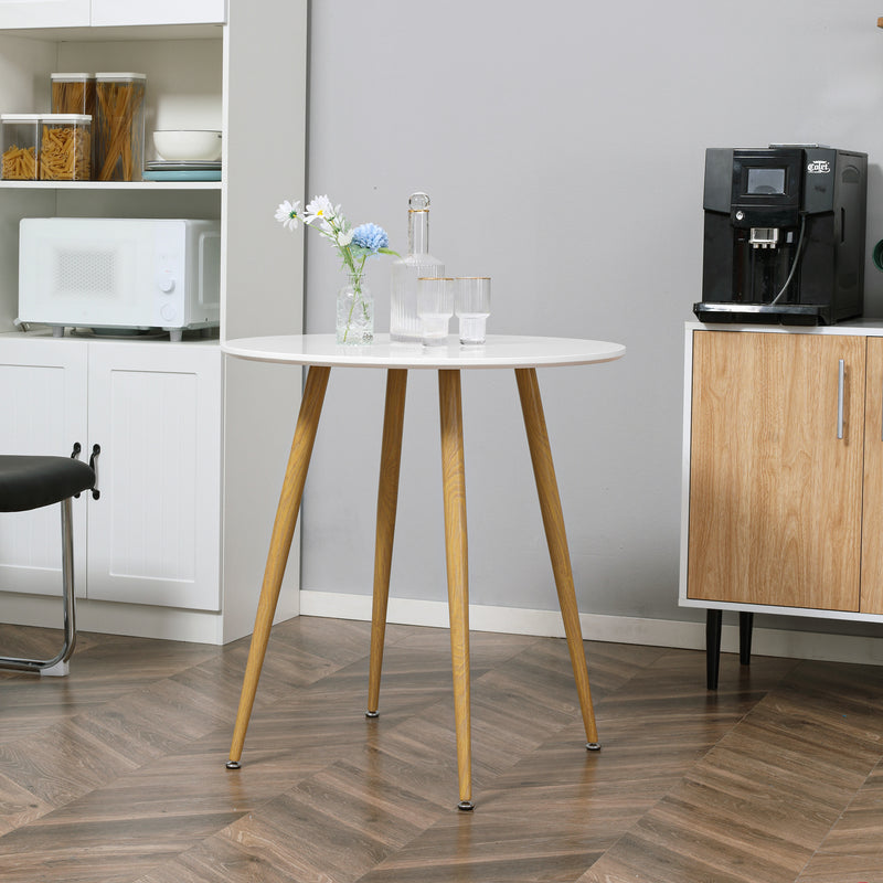 HOMCOM Round Dining Table with Matte Top Metal legs, Kitchen Table for 2 People