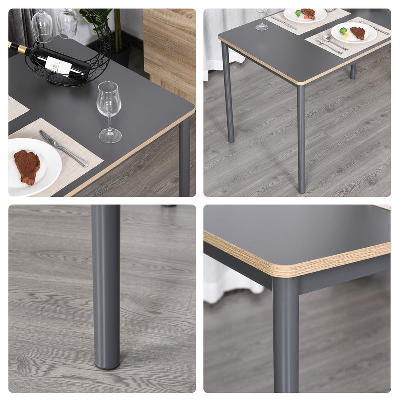 HOMCOM 120cm Minimalistic Dining Table Steel Frame Foot Pads Simple Style Grey