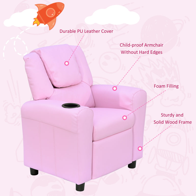 HOMCOM Kids Recliner Armchair Games Chair Children Seat Girls Boys Sofa