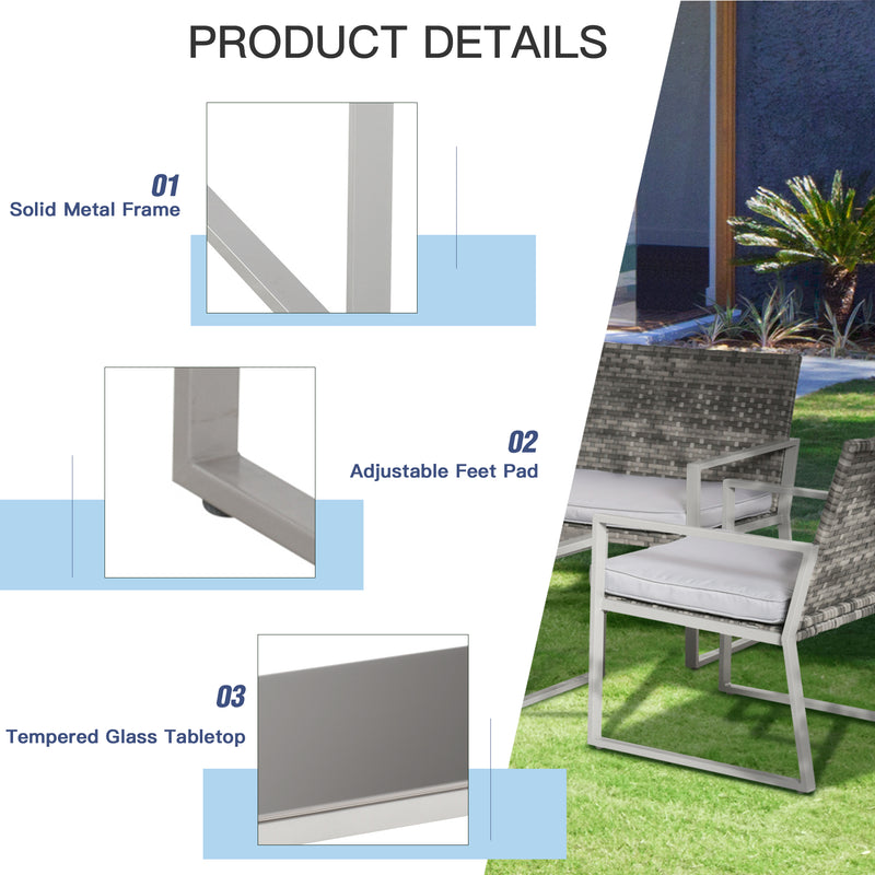 Outsunny 4PCS Outdoor Patio PE Rattan Wicker Sofa Chaise Lounge Furniture Set