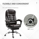 HOMCOM PU Leather Executive Office Chair with Retractable Footrest, Brown
