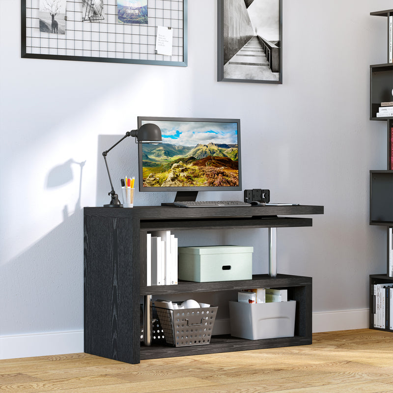HOMCOM Modern Corner 360° Rotating L-Shaped Computer Desk Writing Table