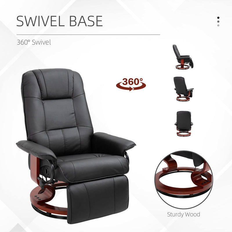 HOMCOM Ergonomic Office Recliner Sofa Chair PU Leather Armchair Lounger Black