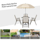 Outsunny 6PC Garden Dining Set Outdoor Furniture Folding Chairs Table Parasol