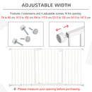 PawHut Adjustable Safety Gate w/ 3 Extensions and Four Adjustable Screws, White