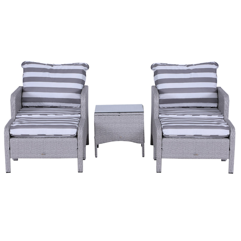 Outsunny 5 Pieces Outdoor Patio Furniture Set Wicker Conversation Set Grey