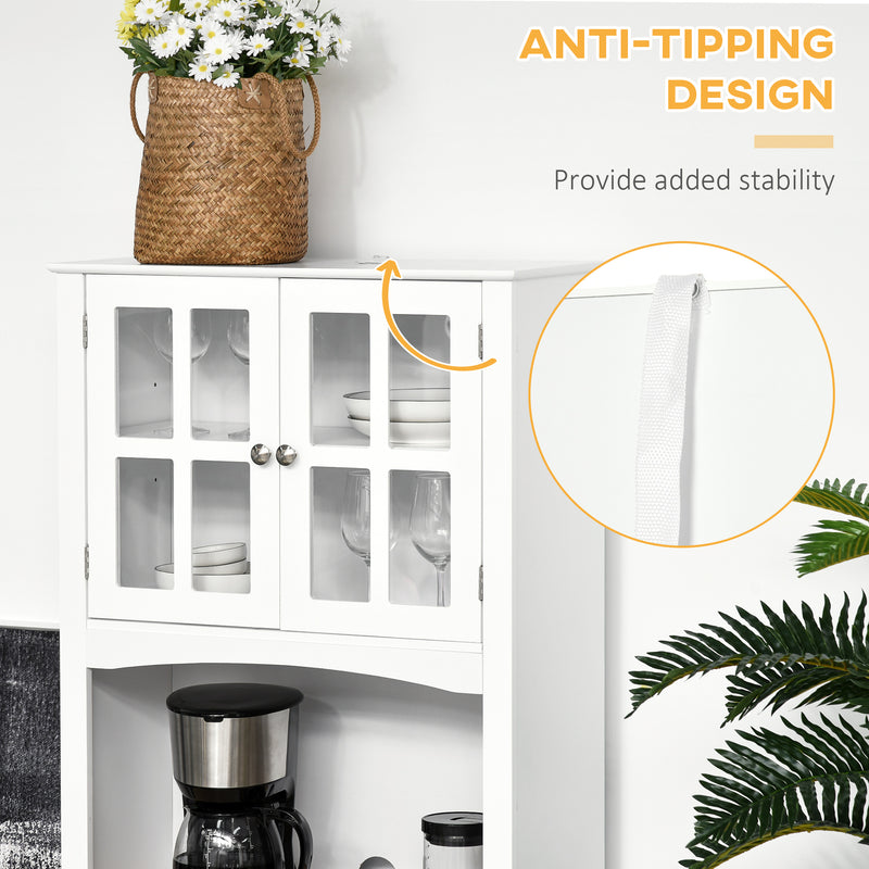 HOMCOM Coastal Kitchen Cupboard Storage Cabinet Unit for Dining Room, White
