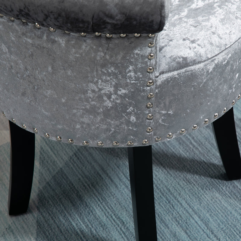 HOMCOM Dressing Table Stool Vanity Seat w/ Rubber Wood Legs Bedroom - Grey