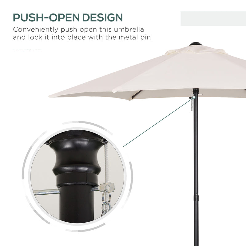 Outsunny 2m Parasol Patio Umbrella, Outdoor Sun Shade with 6 Ribs Cream White