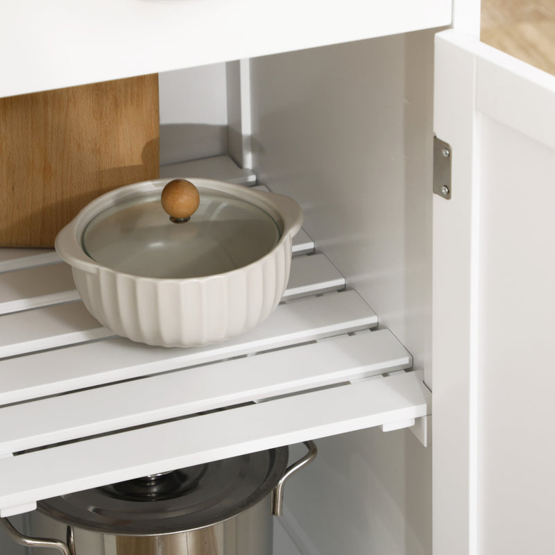 HOMCOM Kitchen Trolley Utility Cart W/ Wheel Wine Rack Open Shelf and Cabinet