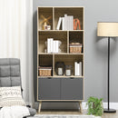 HOMCOM Freestanding Bookshelf with Bottom Cabinet and 6 Open Shelves, Natural