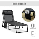 Outsunny Lounger Folding Reclining Camping Bed 5-position Adjustable Black
