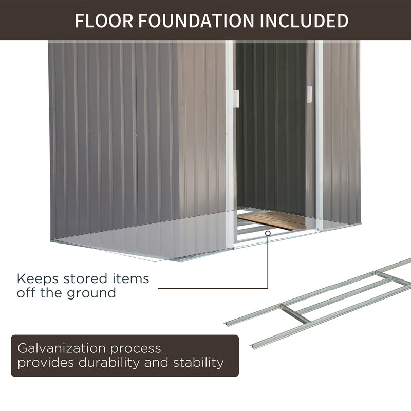 Outsunny Garden Shed Storage Unit w/Locking Door Floor Foundation Vent Grey