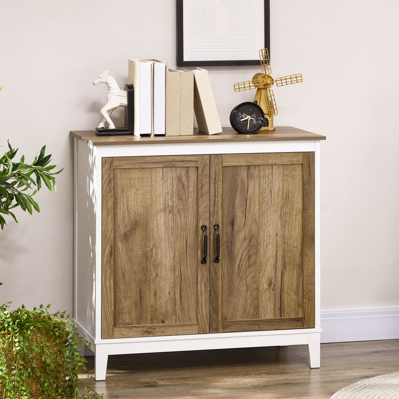 HOMCOM Farmhouse Storage Cabinet, Storage Cupboard Sideboard with 2 Doors