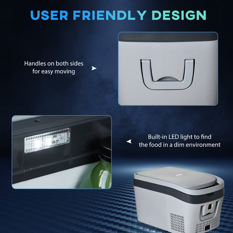 HOMCOM 12 Volt Car Refrigerator 24L Portable Compressor Cooler Fridge Freezer