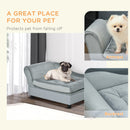 PawHut Pet Sofa Dog Chair Cat Couch w/ Storage, Cushion - Light Grey