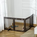 PawHut Pet Gate 4 Panel Wooden Dog Barrier Folding Fence w/ Support Feet