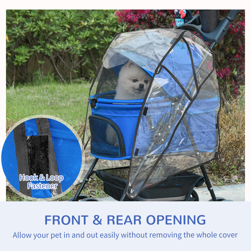 PawHut Dog Stroller with Rain Cover EVA Wheels Brake Basket Adjustable Canopy