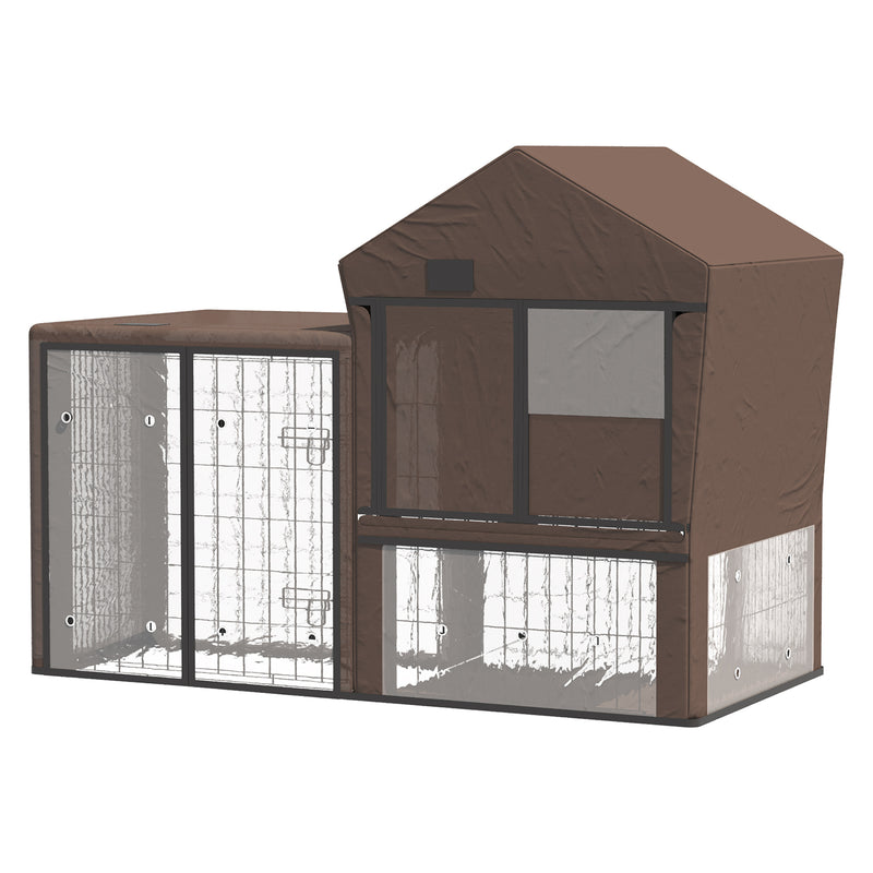 Pawhut Rabbit Hutch Cover  Brown