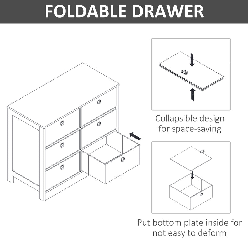 HOMCOM Chests of Drawer Fabric Dresser Storage Cabinet w/ 6 Drawers for Bedroom