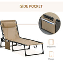 Outsunny Lounger Folding Reclining Camping Bed 5-position Adjustable Beige