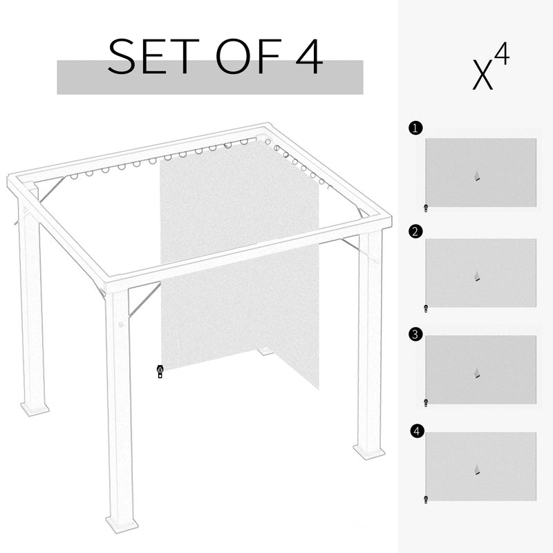 Outsunny 3 x 4(m) Universal Gazebo Replacement Sidewall Set w/ 4 Panels, Beige
