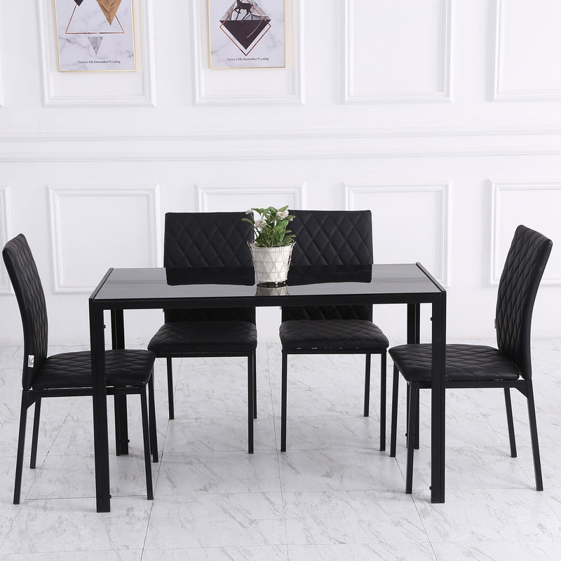 HOMCOM Dining Chairs Faux Leather Accent Chairs for Kitchen, Set of 4, Black
