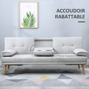 HOMCOM 3 Seater Sofa Bed Scandi Style Recliner Adjustable Back Middle Table