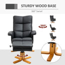 HOMCOM Recliner Chair and Footstool PU Leather Wooden Base Black