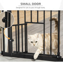 PawHut Extra Tall Dog Gate with Cat Door Auto Close for Stairs 74-80 cm Wide