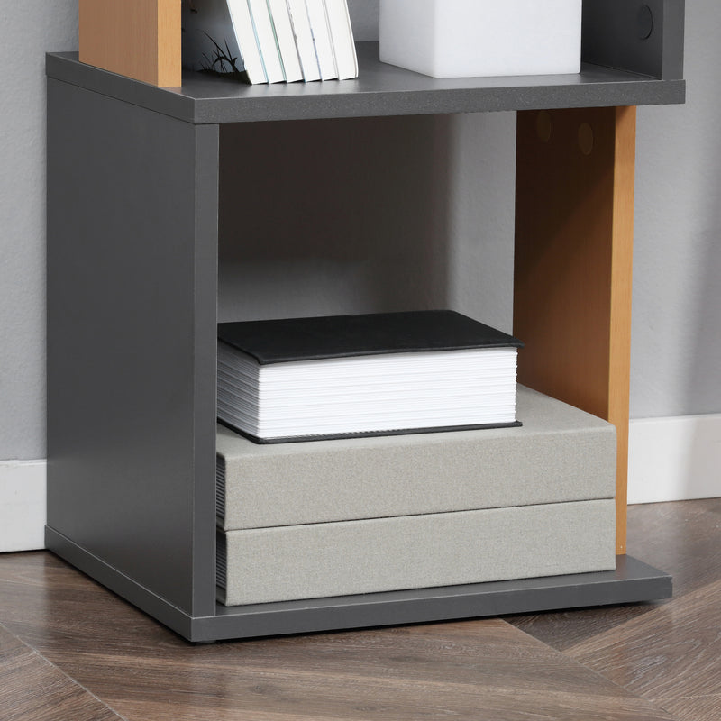 HOMCOM 5-Tier Bookshelf Freestanding Bookcase Storage Shelves Study, Dark Grey