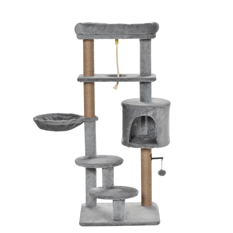 PawHut Cat Tree Climbing Kitten Activity Center 48 x 48 x 120cm Light Grey