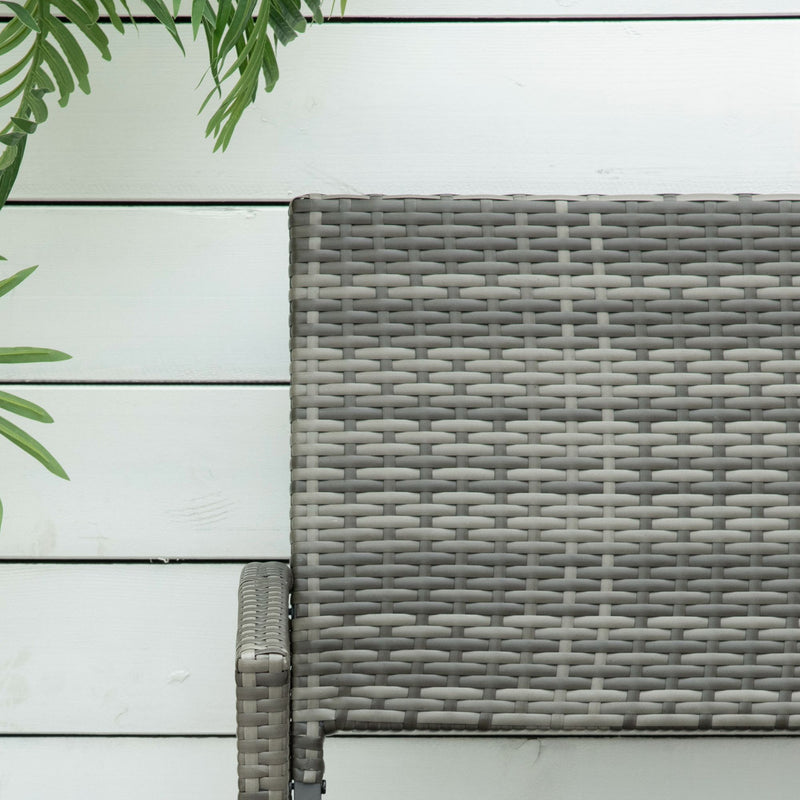 Outsunny Patio Rattan 2 Seater Garden Bench Love Seater Garden Armchair Grey