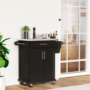 HOMCOM Rolling Kitchen Cart Storage Trolley with Drawer Towel Rail Steel Black