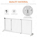 PawHut Wooden Freestanding Pet Gate Adjustable w/ Door Lock Safe Barrier White