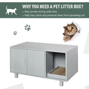 PawHut Cat Litter Box Enclosure & House w/ Nightstand/End Table Design, Grey